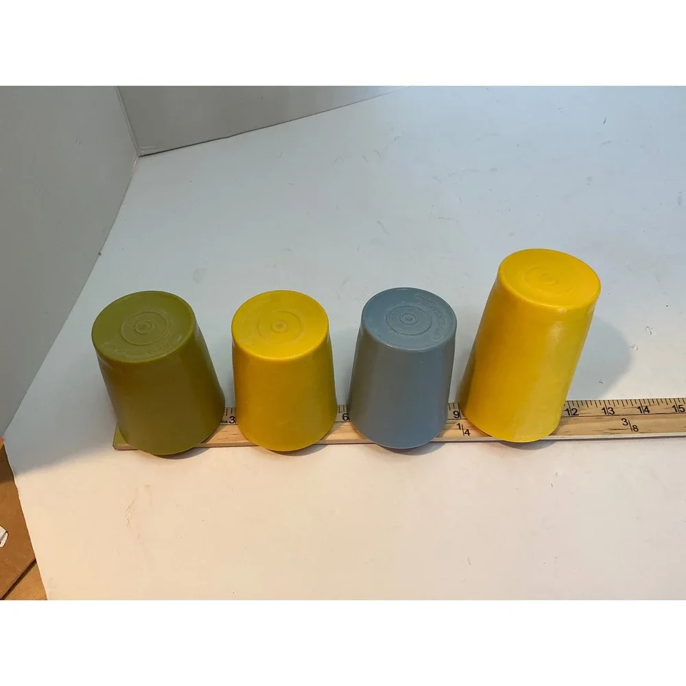 Tupperware Vintage Tumblers Cups Set of 4 Harvest Gold Green Blue Y2K Retro